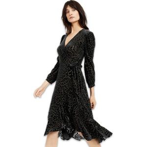 Calvin Klein Burnout Velvet Dress Sz 10 Emerald Green Animal Print Leopard